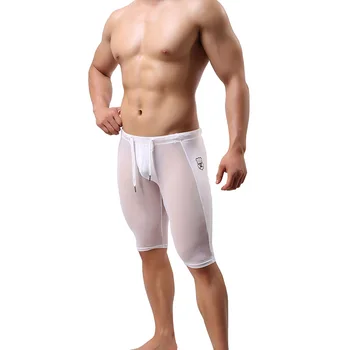 Сексуальные Ультратонкие мужские спортивные шорты для бега трусцой, Нейлоновые спортивные штаны для спортзала и фитнеса, Мужские быстросохнущие Эластичные Дышащие брюки