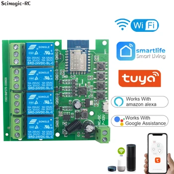 4-Канальное Реле Tuya Smart Wireless Wifi Switch Модуль 7-32 В 85-250 В 220 В 110 В 2200 Вт RF433 10A Приемник Для Alexa