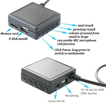 1 Шт. Аудиокабель BT-5.0 AUX USB Музыкальный Адаптер Микрофон Для Pioneer Radio IP-BUS P99 P01 Pad Mp3 DEHP2500R DEHP3100UB Автомобильная Электроника 2