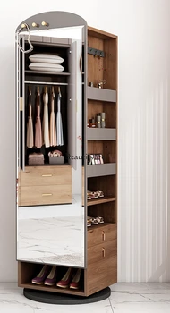 Многофункциональная вешалка для одежды в главной спальне, шкаф для хранения креативного вращающегося зеркала в полный рост на полу во весь корпус