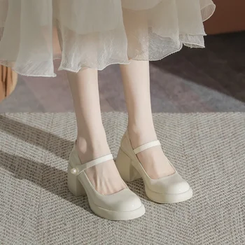 Белые туфли Мэри Джейн в стиле Лолиты, японские студентки, женская униформа JK на высоком каблуке, обувь для студенток, обувь на платформе, женские винтажные туфли-лодочки