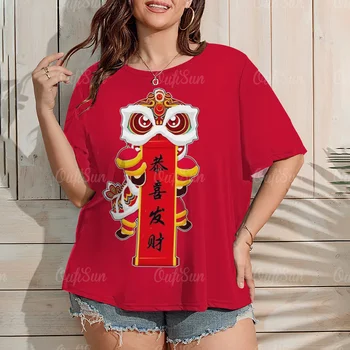 Новая женская футболка с принтом Fuwa, Круглым вырезом и короткими рукавами, Модная Повседневная одежда Y2k, Свободная футболка Большого размера 2024