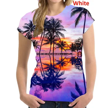 Женская модная гавайская рубашка с 3D принтом, футболка с пальмовым мотивом, пляжные рубашки, праздничные рубашки
