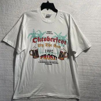 Рубашка Vtg 1992 Oktoberfest Single Stich с круглым вырезом мужская XL футов. Lauderdale Crew 0
