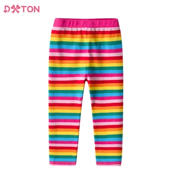 Брюки в радужную полоску для девочек DXTON, детские хлопковые повседневные леггинсы и брюки, колготки для девочек, брюки-карандаш, детская одежда от 2 до 12 лет