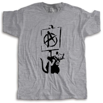 Летняя мужская футболка с надписью Banksy street art DMC Anarchy rat holding, футболка унисекс, футболки для подростков, крутые топы 0