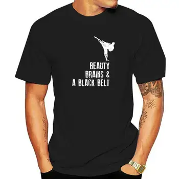 Футболка для каратэ Beauty Brains, Подарочная футболка с черным поясом по боевым искусствам для мужчин, футболки для мотобайкеров, новейшие облегающие хлопковые 0