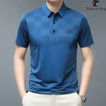 Новая летняя рубашка поло в полоску, мужская футболка с коротким рукавом, деловые футболки Polo Homme