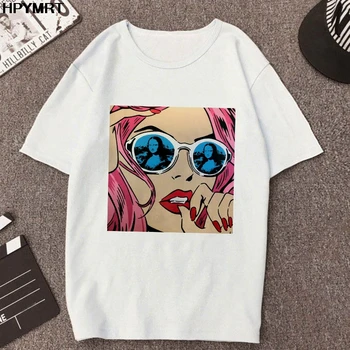 Модная девушка в очках, Лето 2020, Новая футболка в стиле Харадзюку, женская футболка в стиле Панк с принтом, Повседневная Уличная Одежда, Топы, футболка