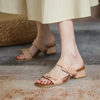 BLXQPYT/ Элегантные Модные Кожаные сандалии-гладиаторы Zapatos De Mujer, Женские Летние тапочки 2021 года, Повседневная обувь для вечеринок, Размер 32-43, D-55