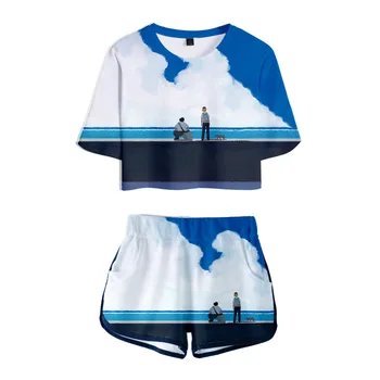 Дешевая мужская футболка 3D Haikyuu, летние мягкие шорты + футболка с анимацией, женская куртка из двух частей, спортивная одежда, сексуальные клубные брюки