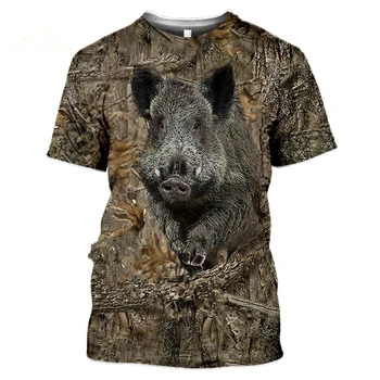 Летняя повседневная мужская уличная футболка с камуфляжным 3D принтом охотничьего животного, футболки, уличная модная мужская одежда с круглым вырезом и коротким рукавом