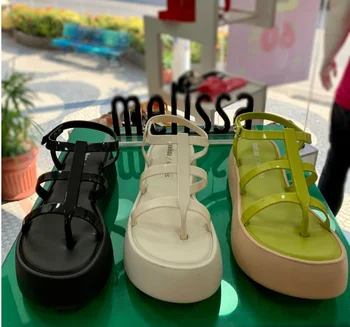 2023 Новые сандалии Melissa на платформе, пляжная обувь в римском стиле с открытым носком