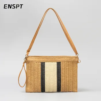 ENSPT тканая летняя женская сумка ручной работы, нишевый дизайн, трава, пляж в этническом стиле, маленькая площадь