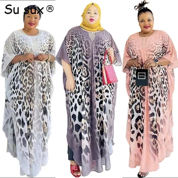 Африканские Платья Для Женщин 2023 Abaya Muslim Dubai Bazin Riche Origina Robe Africain Плюс Размер Шифонового Платья Макси С Рукавом 