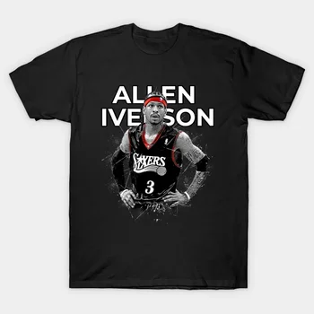 2021 Мужская / женская летняя черная уличная мода в стиле хип-хоп, футболка Allen Iverson, Хлопковые футболки, топы с короткими рукавами