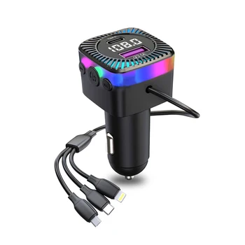 Автомобильный Bluetooth 5.3 FM-приемник-передатчик 3 в 1 66 Вт PD Быстрое зарядное устройство Беспроводной аудио автомобильный MP3-плеер 0