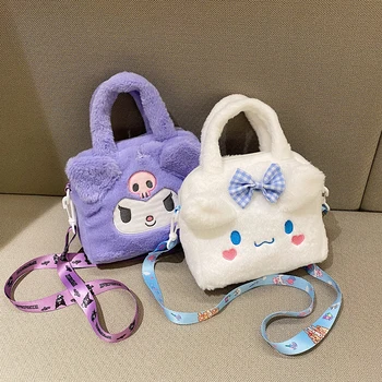Милая плюшевая сумочка Cinnamorolls, портативная сумка с косым рисунком, дизайн Kuromis, женская сумка в подарок подруге.