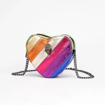 Женские сумки Eagle Heart Rainbow с цепочками из искусственной кожи, маленькая сумочка через плечо от роскошных дизайнеров Великобритании, маленький клатч с бриллиантами, мини-сумка