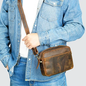 Натуральная кожа Деловая сумка для отдыха Мужская сумка через плечо винтажная модная повседневная мужская трендовая сумка через плечо