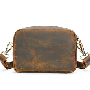 Натуральная кожа Деловая сумка для отдыха Мужская сумка через плечо винтажная модная повседневная мужская трендовая сумка через плечо 5