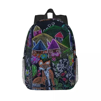 Рюкзаки с милой лисой, Подростковая сумка для книг, модные Детские школьные сумки, рюкзак для ноутбука, сумка через плечо большой емкости