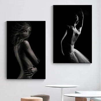 Сексуальная черная обнаженная Женщина-Созерцательница Картина на холсте Плакаты с боди-артом, принты настенных рисунков для декора стен гостиной Cuadros