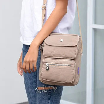 Женские сумки через плечо, водонепроницаемые нейлоновые сумки-мессенджеры, модная сумка, повседневные однотонные сумки через плечо для женщин, сумка-шоппер 2