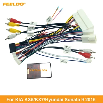 Автомобильный аудиосистема FEELDO 16pin Жгут проводов с коробкой Canbus для KIA KX5/KX7, адаптер для подключения стереосистемы Hyundai Sonata 9.