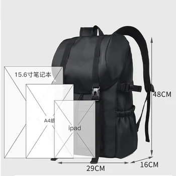 Мужской рюкзак Водонепроницаемый Оксфордский черный Повседневный студенческий рюкзак для путешествий на открытом воздухе 2