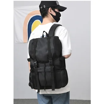 Мужской рюкзак Водонепроницаемый Оксфордский черный Повседневный студенческий рюкзак для путешествий на открытом воздухе 4