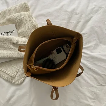 Модная женская однотонная сумка-мессенджер из искусственной кожи, сумка для покупок, повседневная женская сумка-тоут большой емкости, сумка для женщин 4